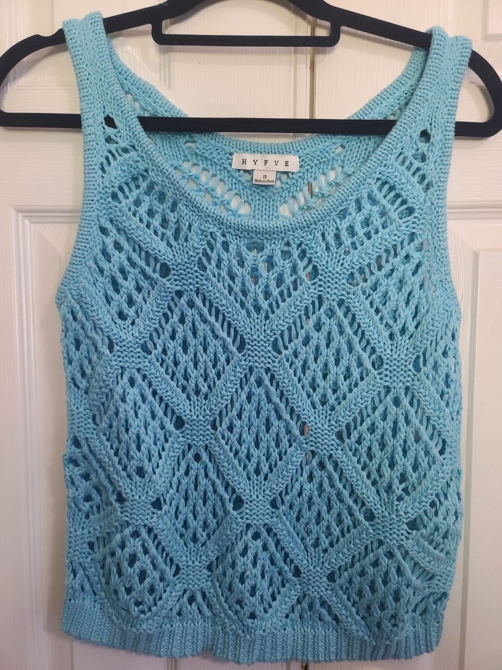 HYFVE Light Aqua Crochet Knit Tank Top